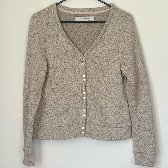 Zara Sweaters - Zara Cream Cardigan Sweater V-Neck Knit - Size: Medium